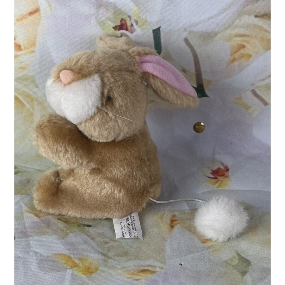 Brown Easter Bunny Rabbit Plush Stuffed Animal Pull Tail Vintage 2001 GAC